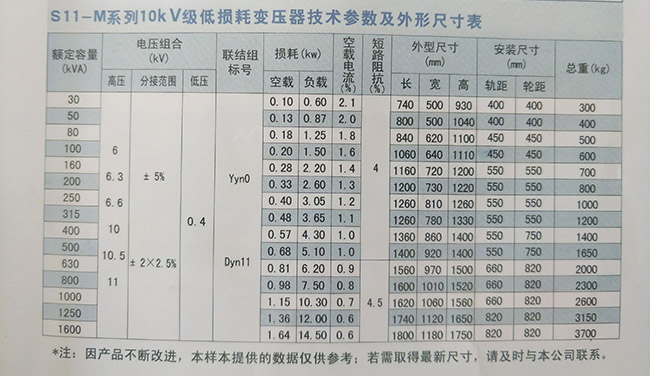 S11-250kva油浸式变压器尺寸图